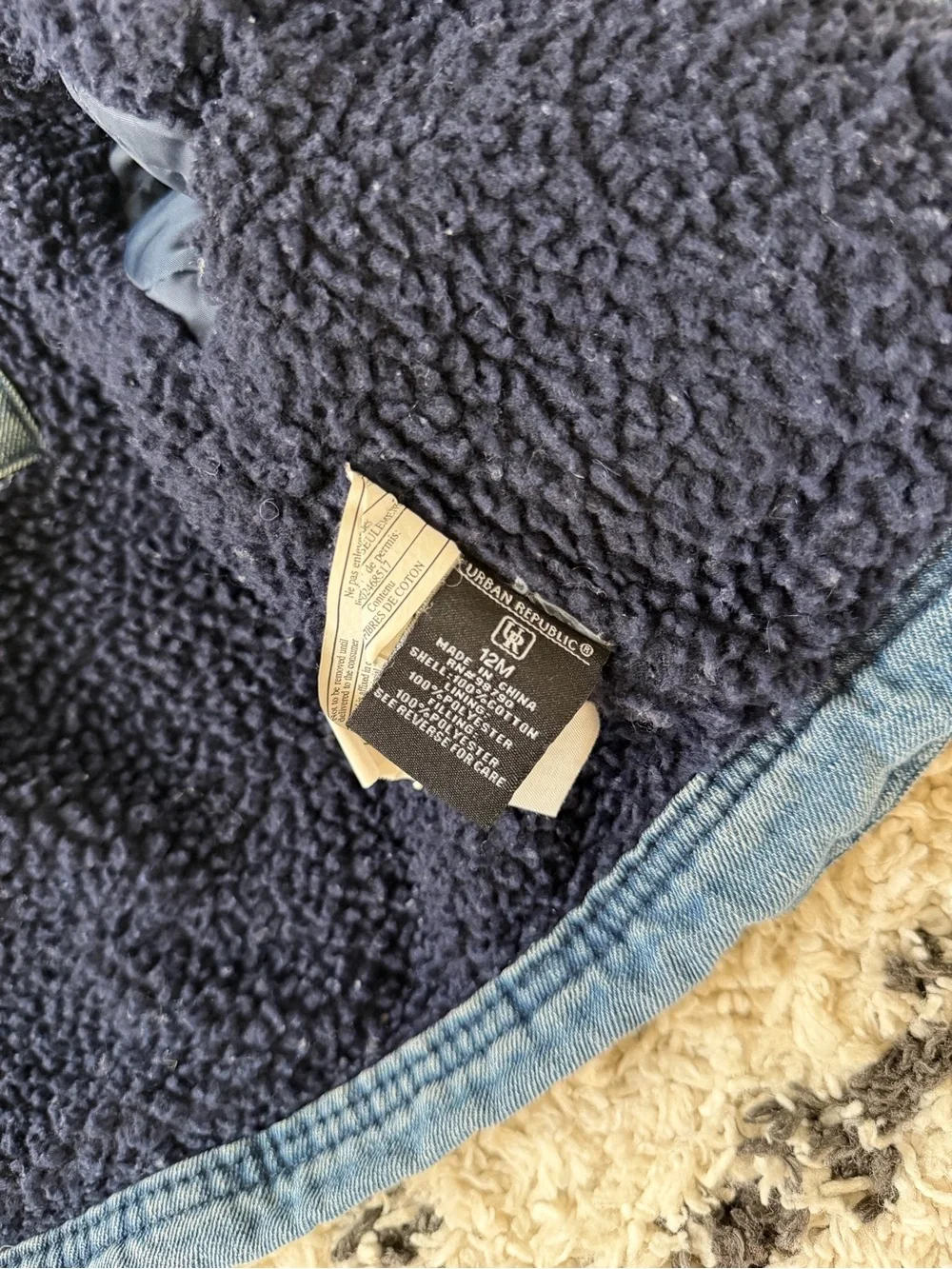 Urban Republic Light Blue Denim Jacket with Dark Blue Sherpa Collar 12M
